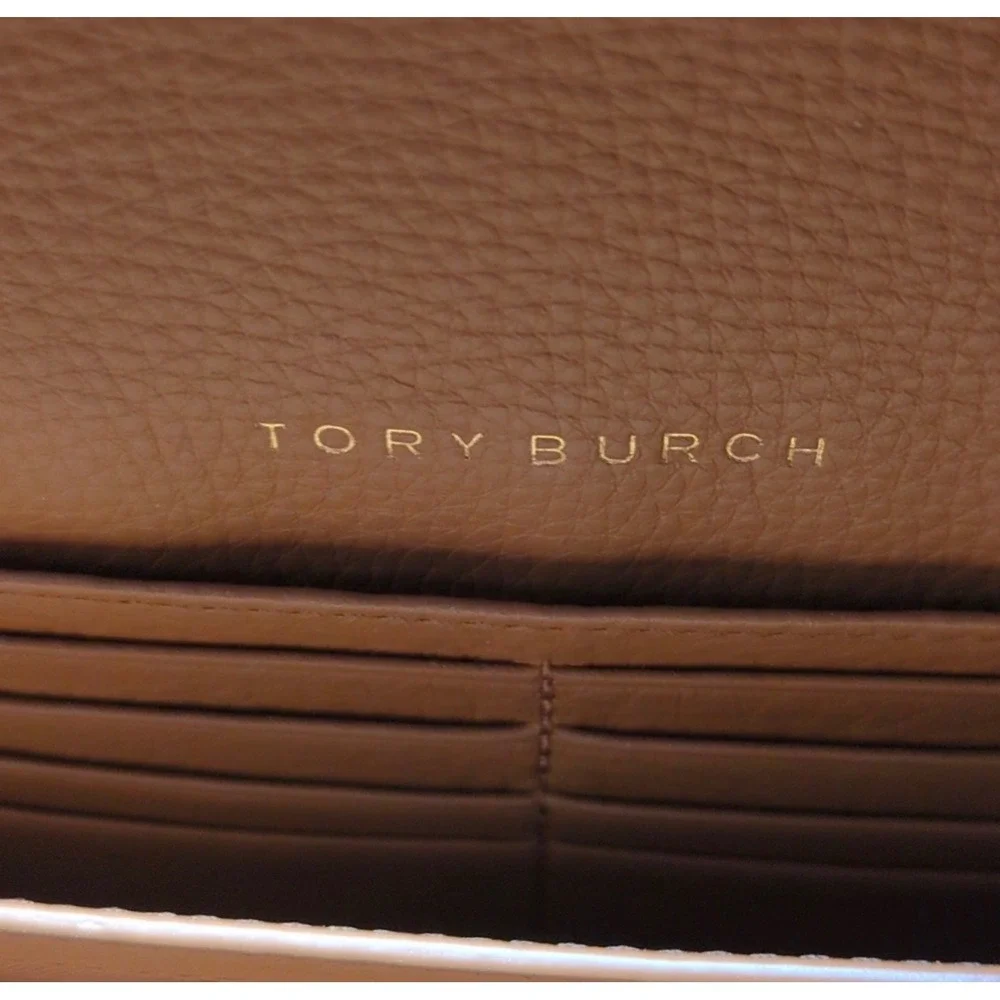 Tory Burch Miller Wallet on Chain Tan Pebble Leather Whipstitch Crossbody Bag